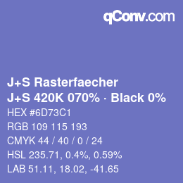 Farbcode: J+S Rasterfaecher - J+S 420K 070% · Black 0% | qconv.com