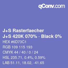 Farbcode: J+S Rasterfaecher - J+S 420K 070% · Black 0% | qconv.com