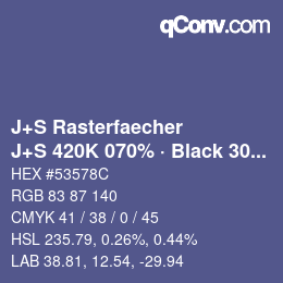 Code couleur: J+S Rasterfaecher - J+S 420K 070% · Black 30% | qconv.com