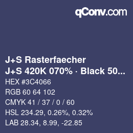 カラーコード: J+S Rasterfaecher - J+S 420K 070% · Black 50% | qconv.com