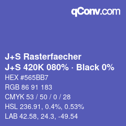 Farbcode: J+S Rasterfaecher - J+S 420K 080% · Black 0% | qconv.com