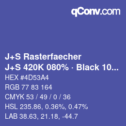 Farbcode: J+S Rasterfaecher - J+S 420K 080% · Black 10% | qconv.com