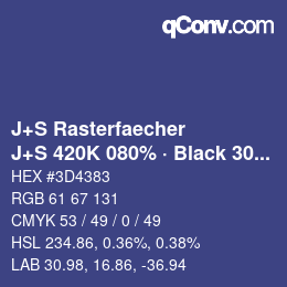 Farbcode: J+S Rasterfaecher - J+S 420K 080% · Black 30% | qconv.com