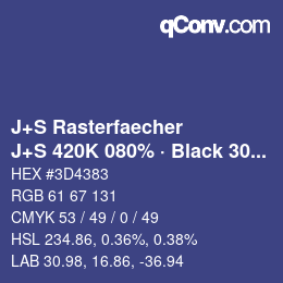 カラーコード: J+S Rasterfaecher - J+S 420K 080% · Black 30% | qconv.com