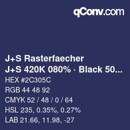 Farbcode: J+S Rasterfaecher - J+S 420K 080% · Black 50% | qconv.com