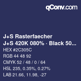 カラーコード: J+S Rasterfaecher - J+S 420K 080% · Black 50% | qconv.com