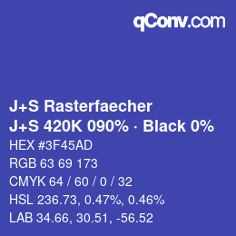 Code couleur: J+S Rasterfaecher - J+S 420K 090% · Black 0% | qconv.com
