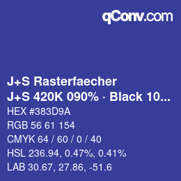 Color code: J+S Rasterfaecher - J+S 420K 090% · Black 10% | qconv.com