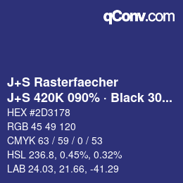 カラーコード: J+S Rasterfaecher - J+S 420K 090% · Black 30% | qconv.com