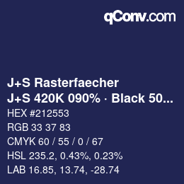 Farbcode: J+S Rasterfaecher - J+S 420K 090% · Black 50% | qconv.com