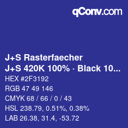 Code couleur: J+S Rasterfaecher - J+S 420K 100% · Black 10% | qconv.com
