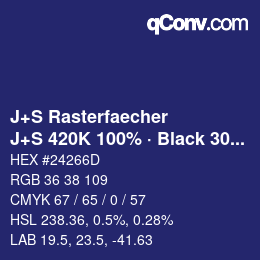 Farbcode: J+S Rasterfaecher - J+S 420K 100% · Black 30% | qconv.com