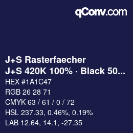 カラーコード: J+S Rasterfaecher - J+S 420K 100% · Black 50% | qconv.com