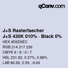 Farbcode: J+S Rasterfaecher - J+S 430K 010% · Black 0% | qconv.com