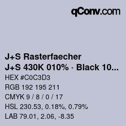 Code couleur: J+S Rasterfaecher - J+S 430K 010% · Black 10% | qconv.com