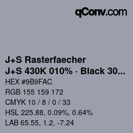 Code couleur: J+S Rasterfaecher - J+S 430K 010% · Black 30% | qconv.com