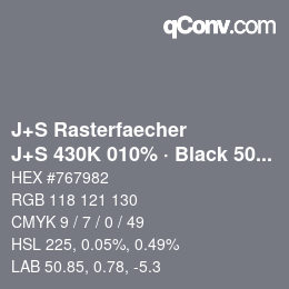 Farbcode: J+S Rasterfaecher - J+S 430K 010% · Black 50% | qconv.com