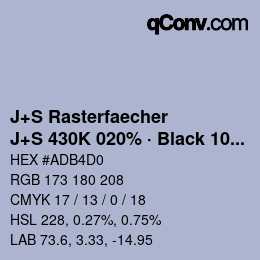 Farbcode: J+S Rasterfaecher - J+S 430K 020% · Black 10% | qconv.com