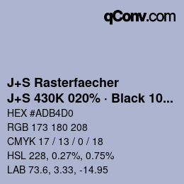 Code couleur: J+S Rasterfaecher - J+S 430K 020% · Black 10% | qconv.com