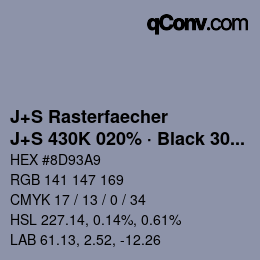 Code couleur: J+S Rasterfaecher - J+S 430K 020% · Black 30% | qconv.com
