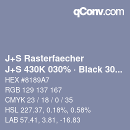 Code couleur: J+S Rasterfaecher - J+S 430K 030% · Black 30% | qconv.com