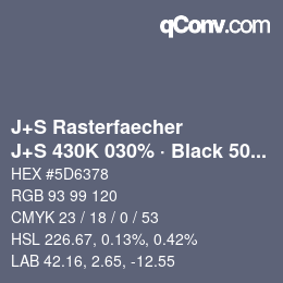 Farbcode: J+S Rasterfaecher - J+S 430K 030% · Black 50% | qconv.com