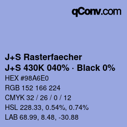 Code couleur: J+S Rasterfaecher - J+S 430K 040% · Black 0% | qconv.com