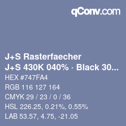 Code couleur: J+S Rasterfaecher - J+S 430K 040% · Black 30% | qconv.com