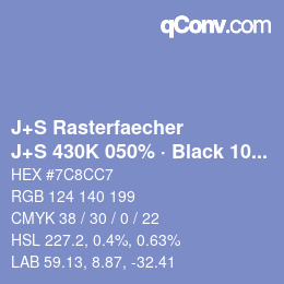 Color code: J+S Rasterfaecher - J+S 430K 050% · Black 10% | qconv.com