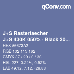 Code couleur: J+S Rasterfaecher - J+S 430K 050% · Black 30% | qconv.com
