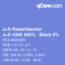 Code couleur: J+S Rasterfaecher - J+S 430K 060% · Black 0% | qconv.com