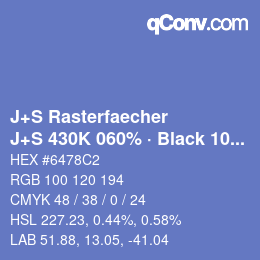 Farbcode: J+S Rasterfaecher - J+S 430K 060% · Black 10% | qconv.com
