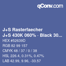 Farbcode: J+S Rasterfaecher - J+S 430K 060% · Black 30% | qconv.com