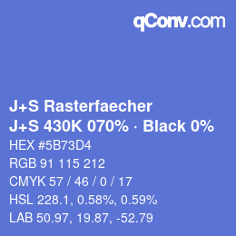 Farbcode: J+S Rasterfaecher - J+S 430K 070% · Black 0% | qconv.com