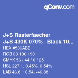 Code couleur: J+S Rasterfaecher - J+S 430K 070% · Black 10% | qconv.com