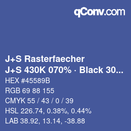 Code couleur: J+S Rasterfaecher - J+S 430K 070% · Black 30% | qconv.com