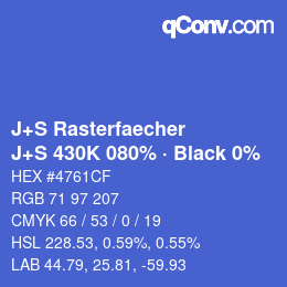 Code couleur: J+S Rasterfaecher - J+S 430K 080% · Black 0% | qconv.com
