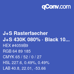 Farbcode: J+S Rasterfaecher - J+S 430K 080% · Black 10% | qconv.com