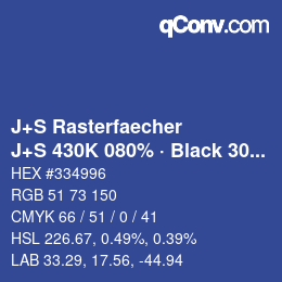 カラーコード: J+S Rasterfaecher - J+S 430K 080% · Black 30% | qconv.com