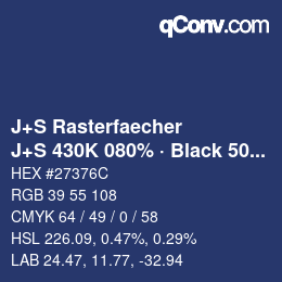 Farbcode: J+S Rasterfaecher - J+S 430K 080% · Black 50% | qconv.com