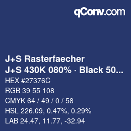 Code couleur: J+S Rasterfaecher - J+S 430K 080% · Black 50% | qconv.com