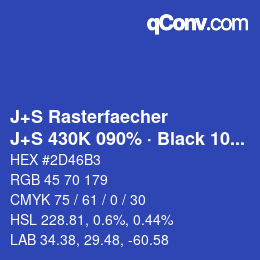 Farbcode: J+S Rasterfaecher - J+S 430K 090% · Black 10% | qconv.com