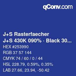 Code couleur: J+S Rasterfaecher - J+S 430K 090% · Black 30% | qconv.com