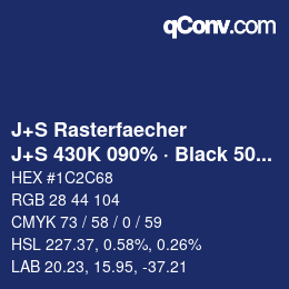 Farbcode: J+S Rasterfaecher - J+S 430K 090% · Black 50% | qconv.com