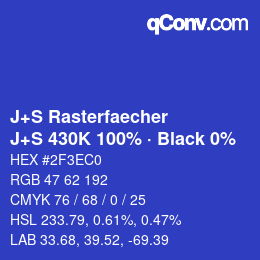 Farbcode: J+S Rasterfaecher - J+S 430K 100% · Black 0% | qconv.com
