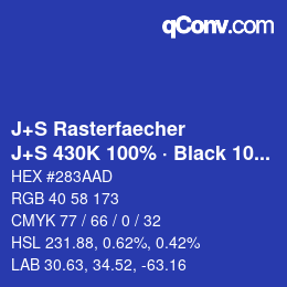 Code couleur: J+S Rasterfaecher - J+S 430K 100% · Black 10% | qconv.com