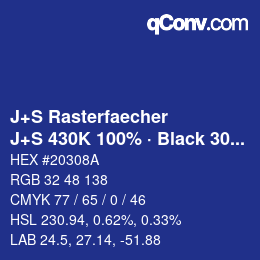 Code couleur: J+S Rasterfaecher - J+S 430K 100% · Black 30% | qconv.com