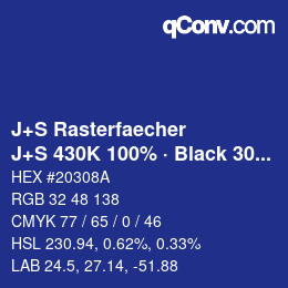 カラーコード: J+S Rasterfaecher - J+S 430K 100% · Black 30% | qconv.com