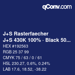 カラーコード: J+S Rasterfaecher - J+S 430K 100% · Black 50% | qconv.com