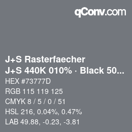 Farbcode: J+S Rasterfaecher - J+S 440K 010% · Black 50% | qconv.com